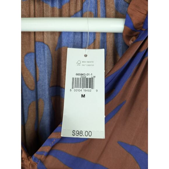 Gap sleeveless midi length tiered dress rust brown blue print - Picture 8 of 8